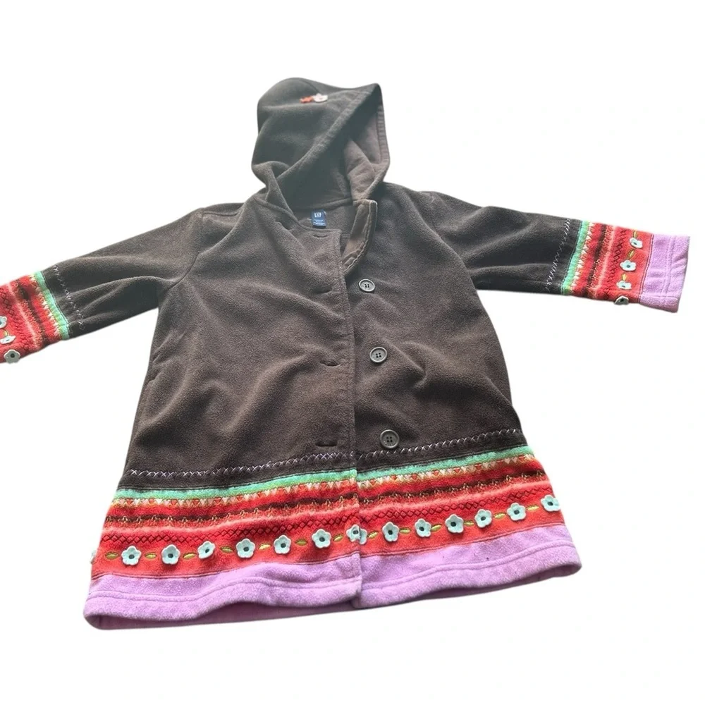 Baby gap Girls' Hooded Cardigan Floral Trim‎ Multicolor Size 4-5